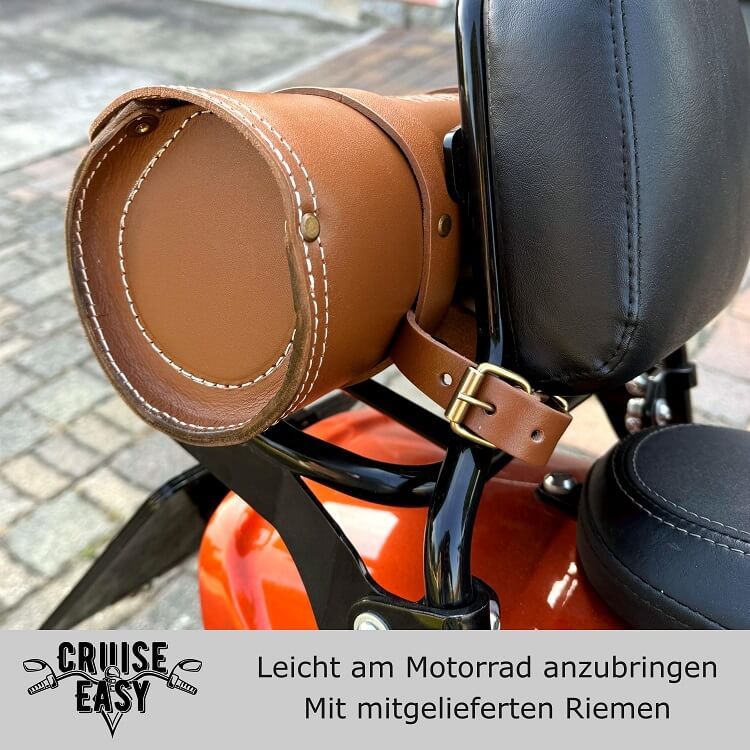 CruiseEasy Motorrad Werkzeugtasche - 100% Echtleder - Nevada Modell (ca. 3,3 l)